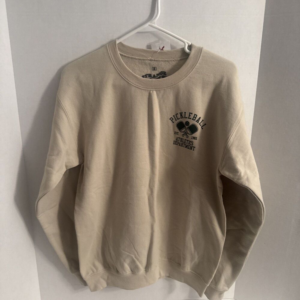 Strange Daze Los Angeles Pickleball Pullover Sweatshirt Men's Small Beige NWT